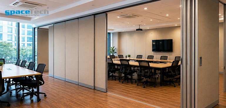 Acoustic Sliding Folding Partition Pune - SpaceTech Interior